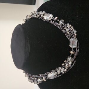 Black Metal & Crystal Necklace